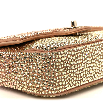 Chanel Suede Calfskin Crystal Mini Flap Pink Golden 10 of 11