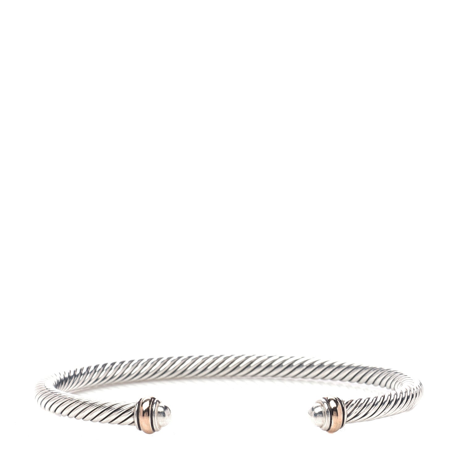 David Yurman Sterling Silver 18K Yellow Gold 4mm Cable Classics Bracelet 1 of 4