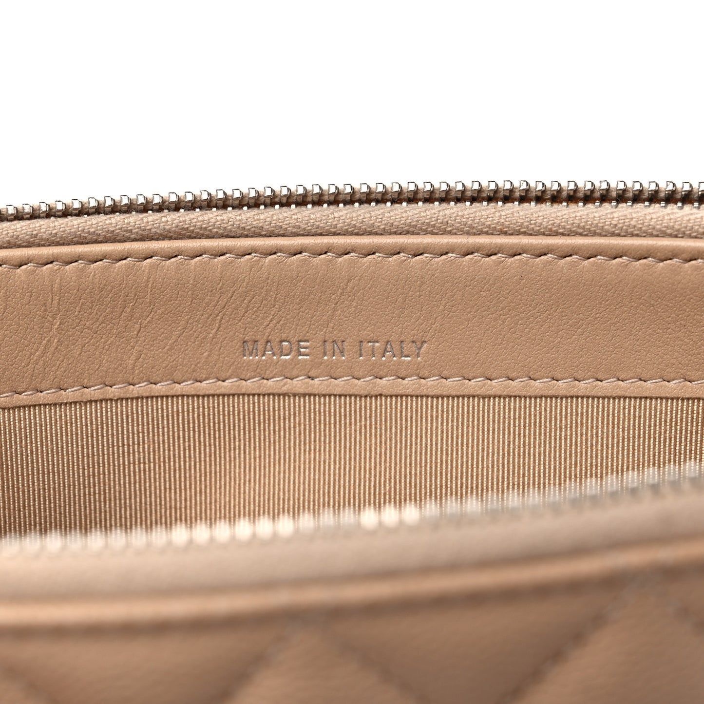 Caviar Quilted Small Clutch With Chain Beige