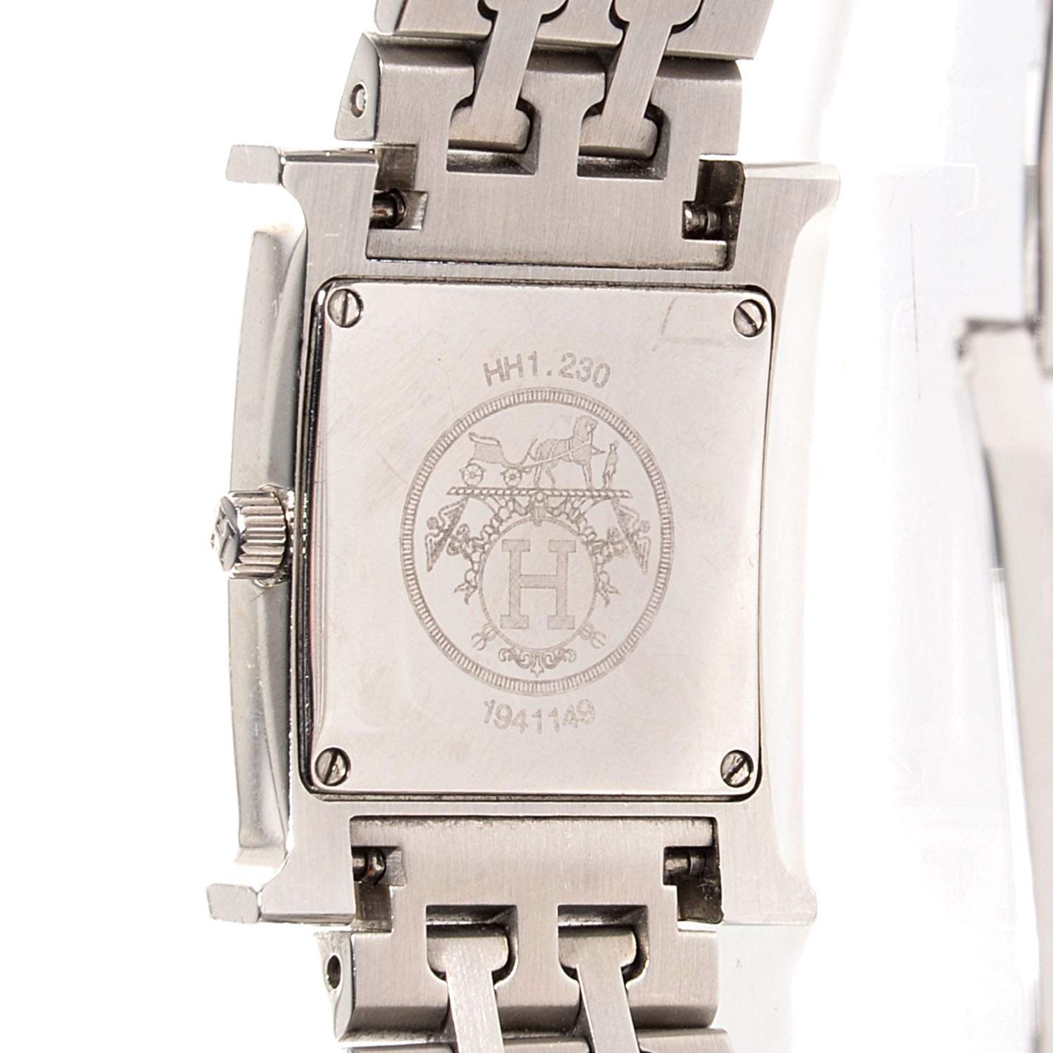 Hermes Stainless Steel Diamond Bezel 21mm Heure H Hour Quartz Watch 4 of 6