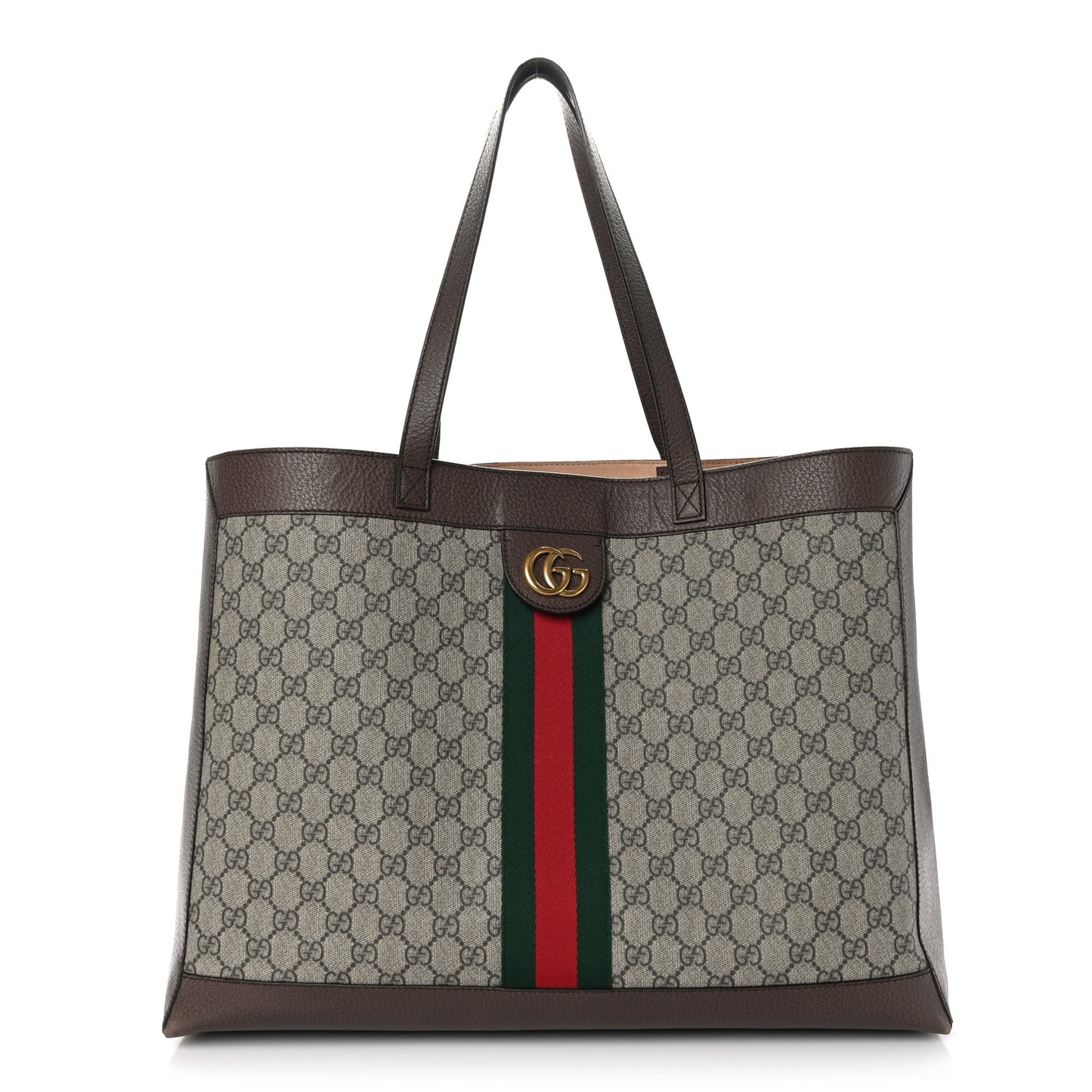 GG Supreme Monogram Web Ophidia Tote Brown