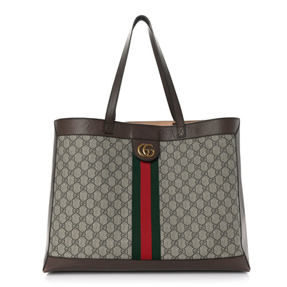 Gucci GG Supreme Monogram Web Ophidia Tote Brown 1 of 11