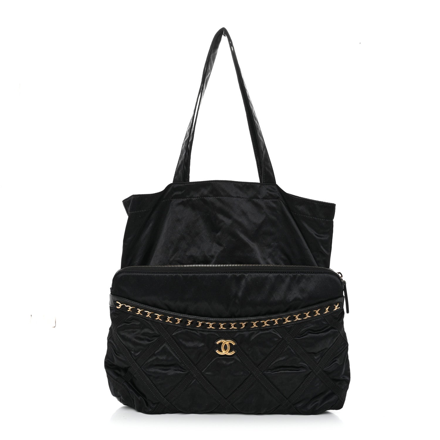 Chanel Nylon Grosgrain Large Lifestyle Pouch With Foldable Tote Black 1 of 11