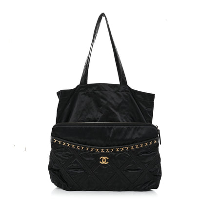 Chanel Nylon Grosgrain Large Lifestyle Pouch With Foldable Tote Black 1 of 11