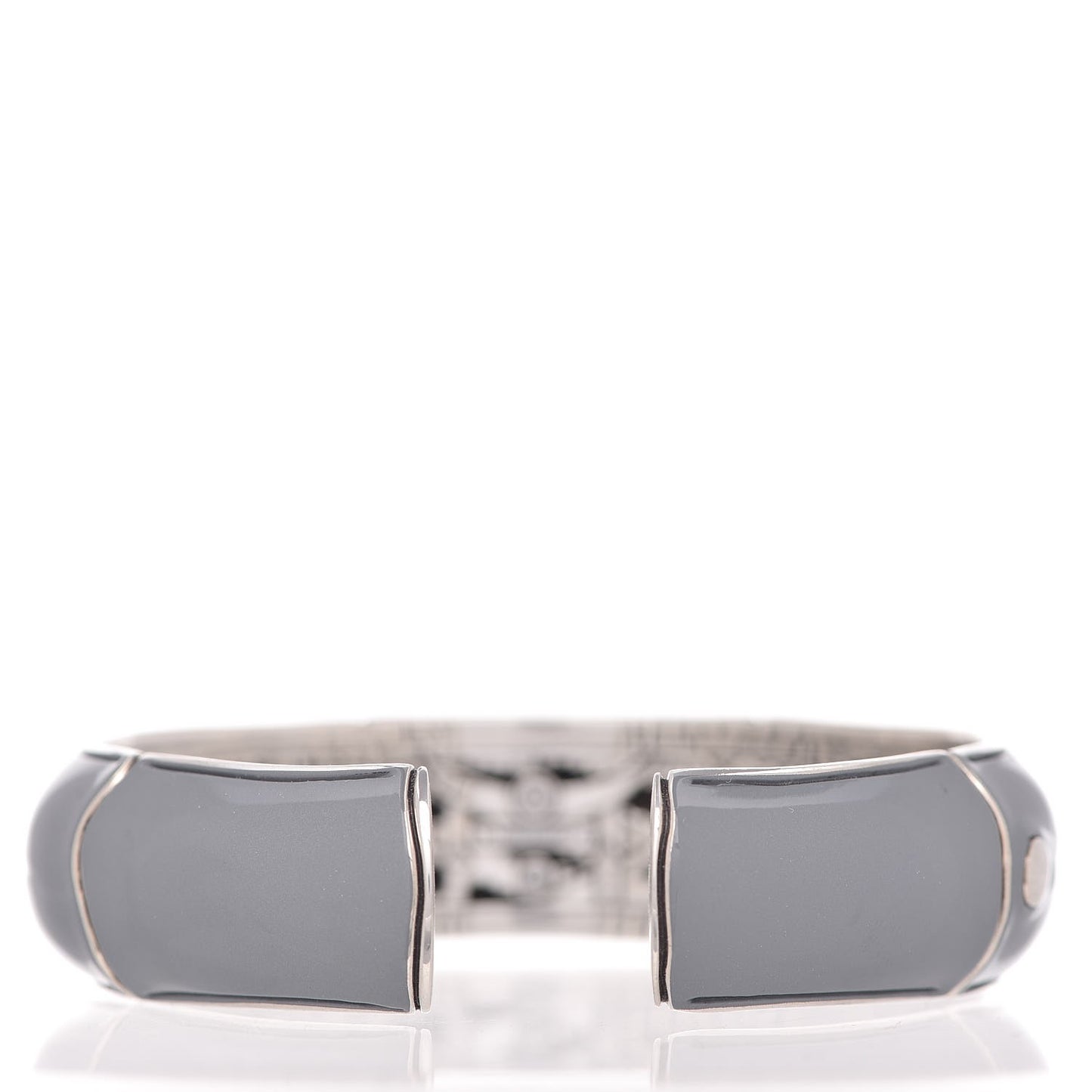 Sterling Silver Enamel Bamboo Cuff Gray