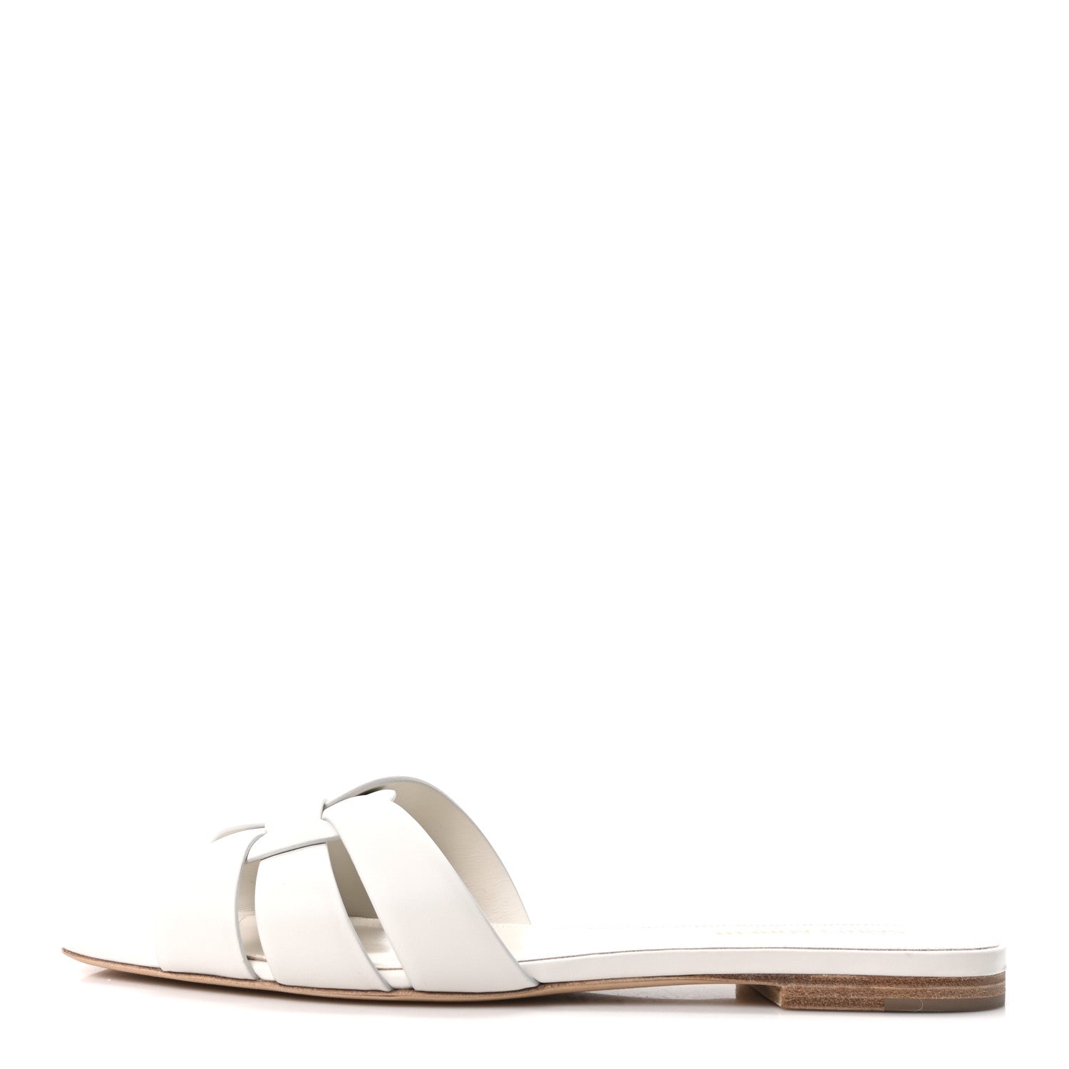 Saint Laurent Calfskin Tribute 05 Slide Sandals 39.5 Porcellana 1 of 10