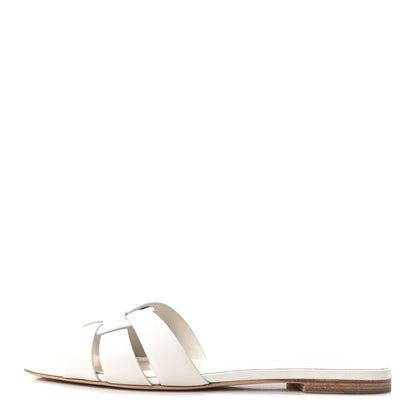 Saint Laurent Calfskin Tribute 05 Slide Sandals 39.5 Porcellana 1 of 10