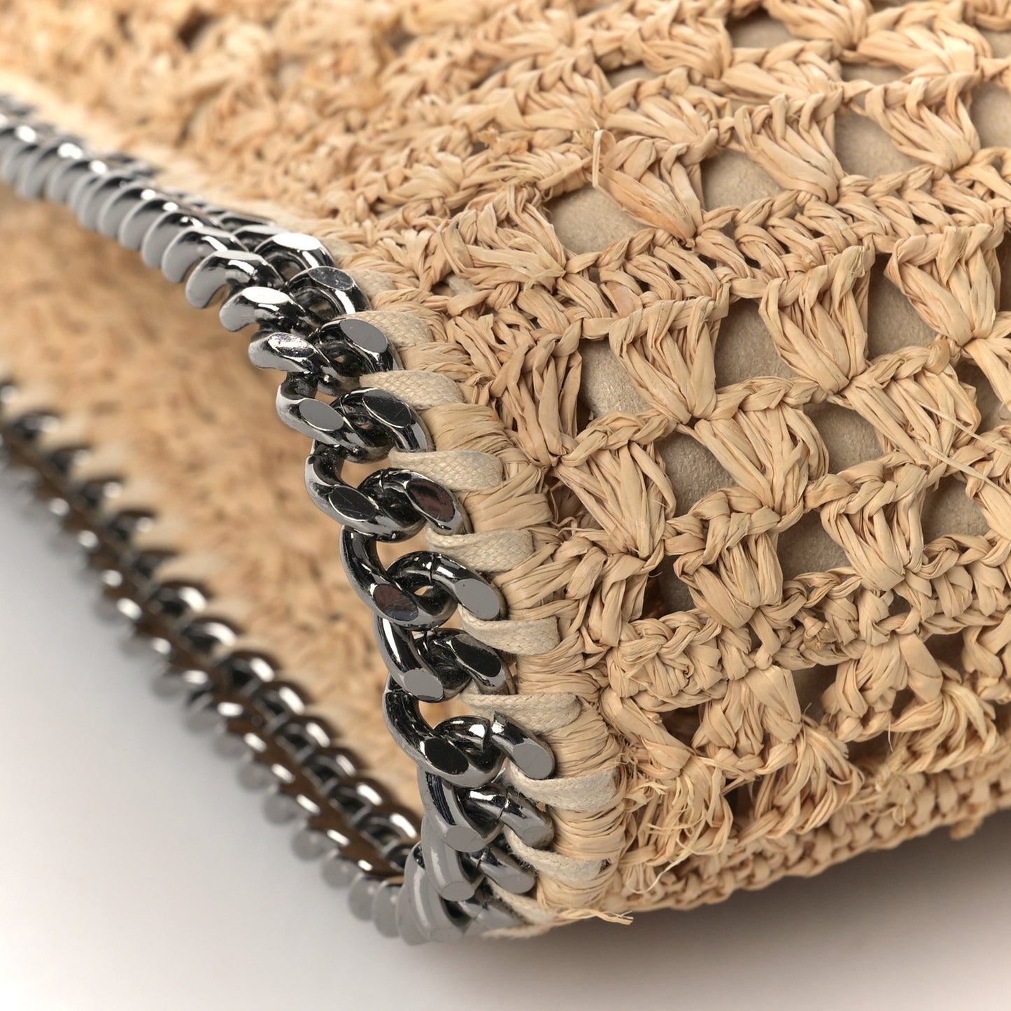 Raffia Mini Falabella Fold Over Tote Natural