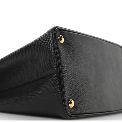 Prada Saffiano Cuir Medium Double Bag Black Fuoco 9 of 10