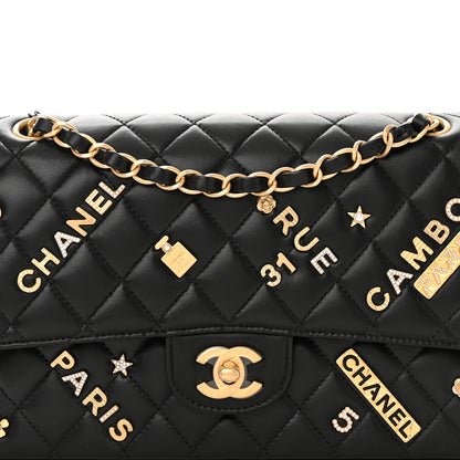 Chanel Lambskin Quilted Medium Rue Cambon Charms Double Flap Black 8 of 14