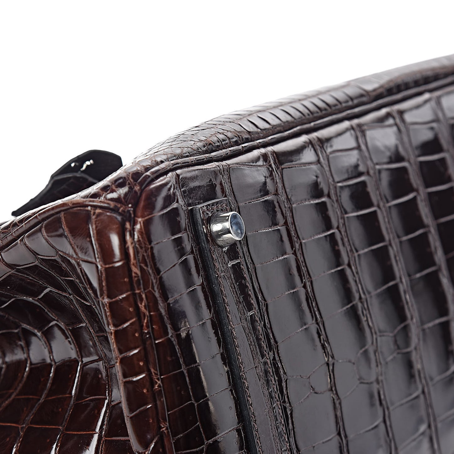 Shiny Porosus Crocodile Birkin 35 Cocoan
