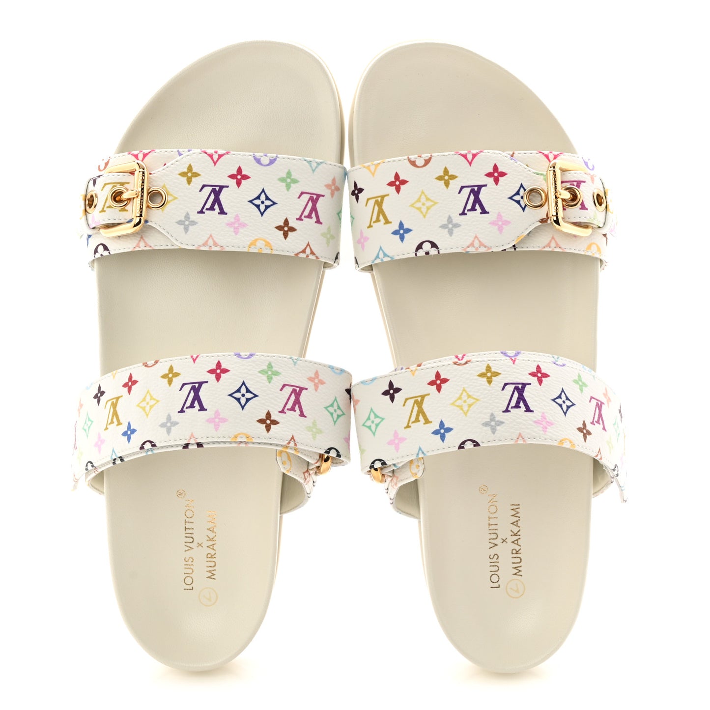 LV X TM Monogram Multicolor Bom Dia Comfort Mule Sandals 38.5 White