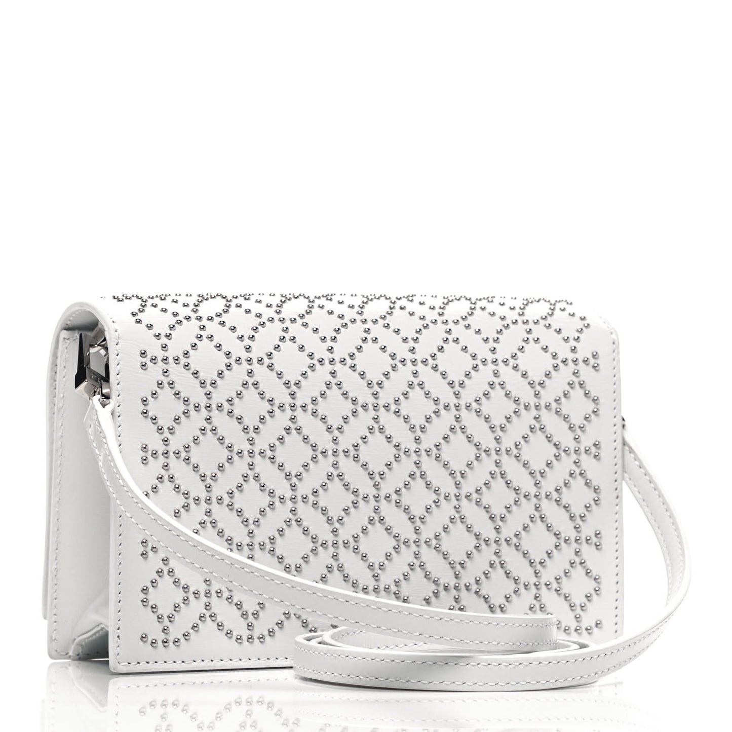 Calfskin Arabesque Studded Franca Crossbody Blanc Optique