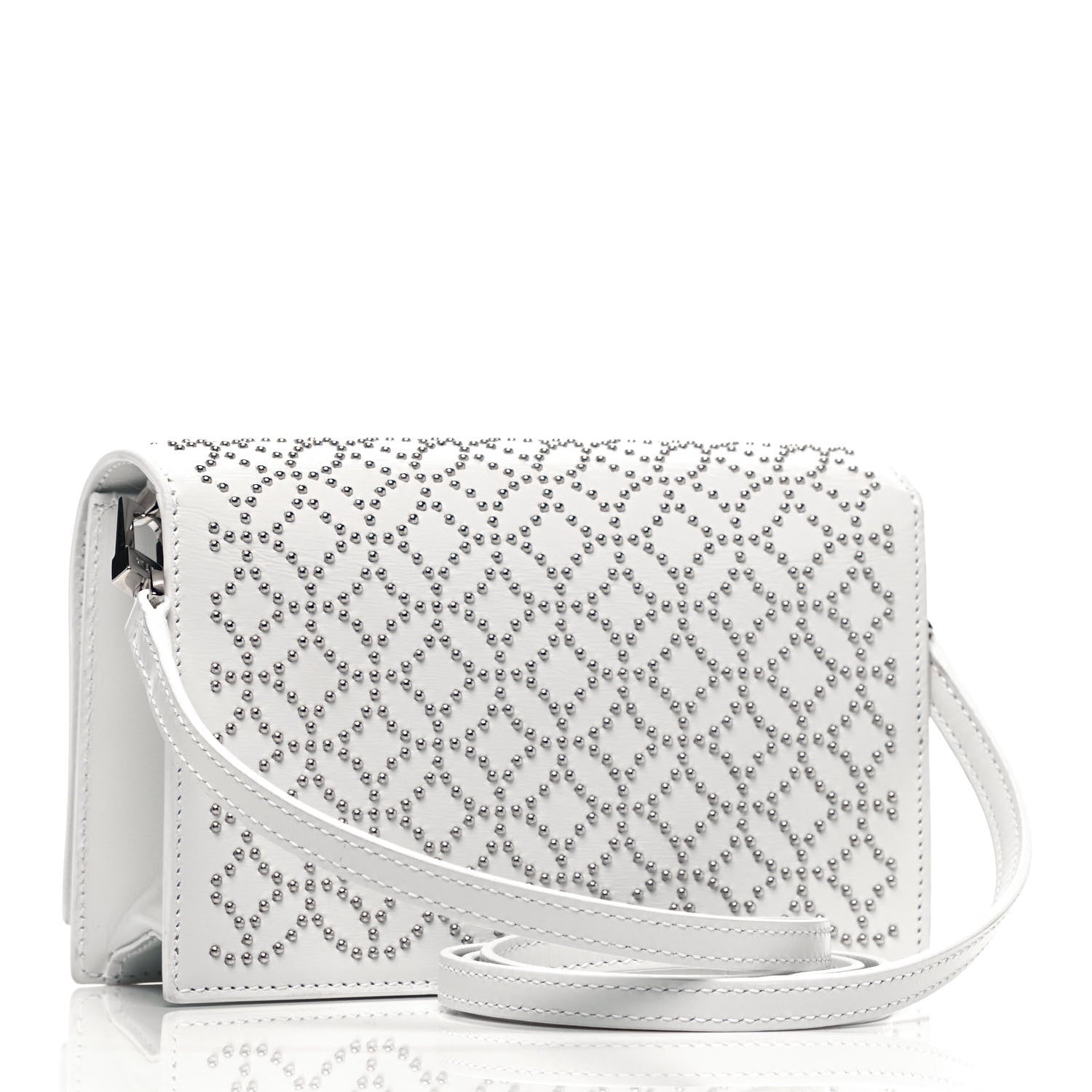 Alaia Calfskin Arabesque Studded Franca Crossbody Blanc Optique 2 of 9