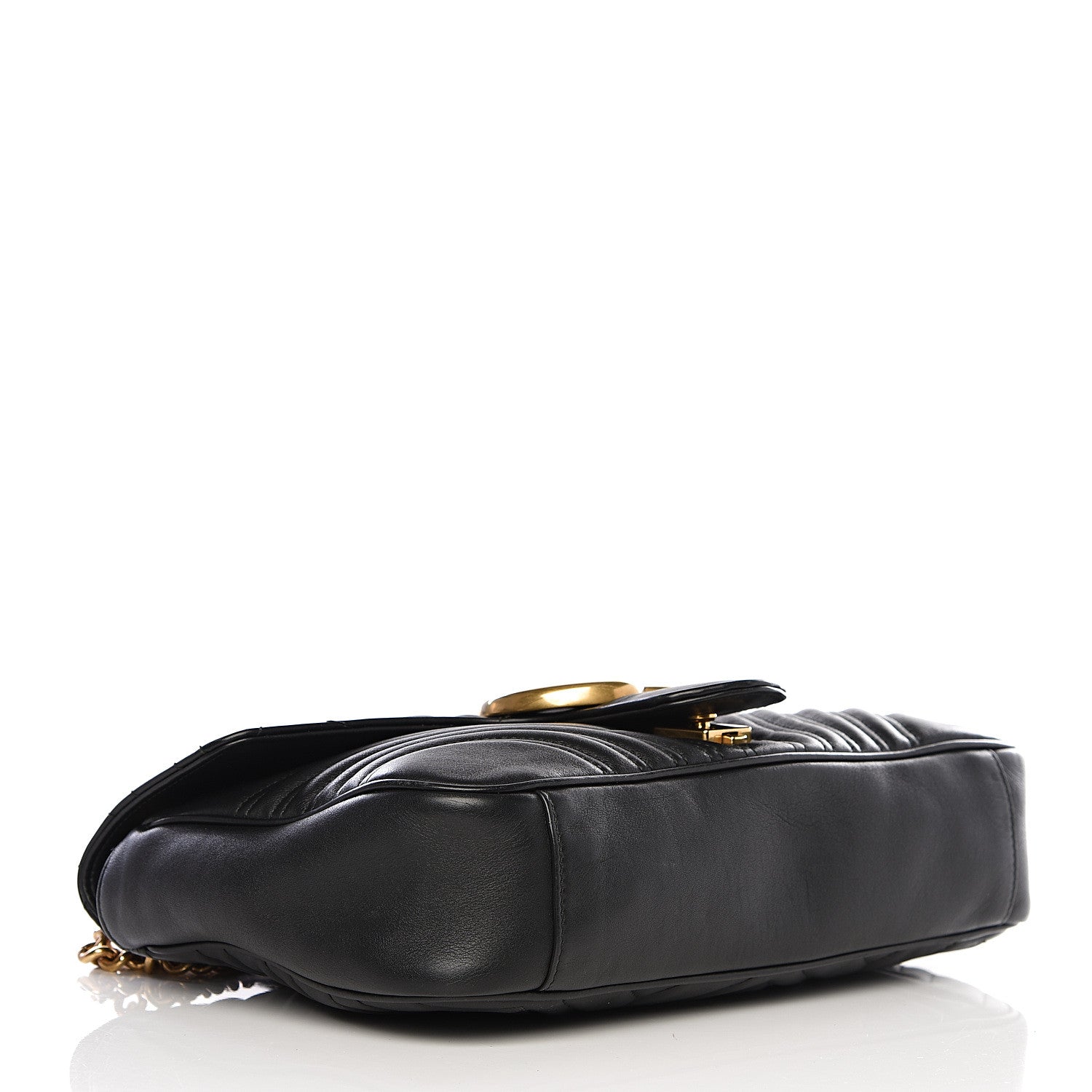 Gucci Calfskin Matelasse Medium GG Marmont Shoulder Bag Black 3 of 10