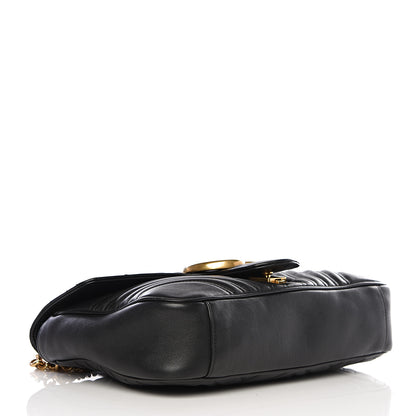 Gucci Calfskin Matelasse Medium GG Marmont Shoulder Bag Black 3 of 10