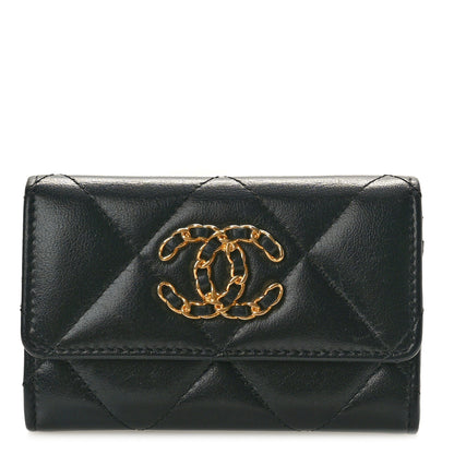 Chanel Lambskin Quilted Chanel 19 Flap Card Holder Black 1 of 10