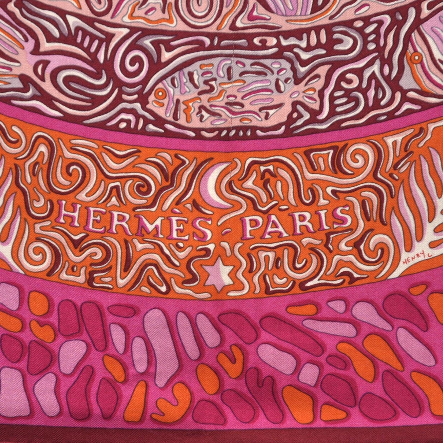 Hermes Cashmere Silk La Legende Du Poisson Corail Shawl 140 5 of 9