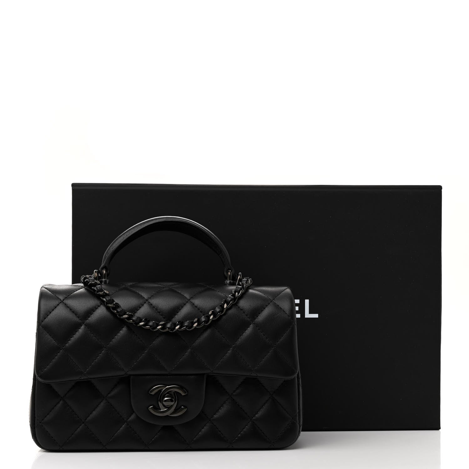 Chanel Lambskin Quilted Mini Top Handle Rectangular Flap So Black 11 of 11