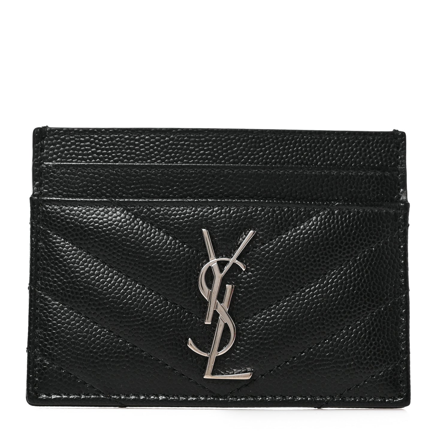 Grain De Poudre Matelasse Chevron Monogram Credit Card Case Black