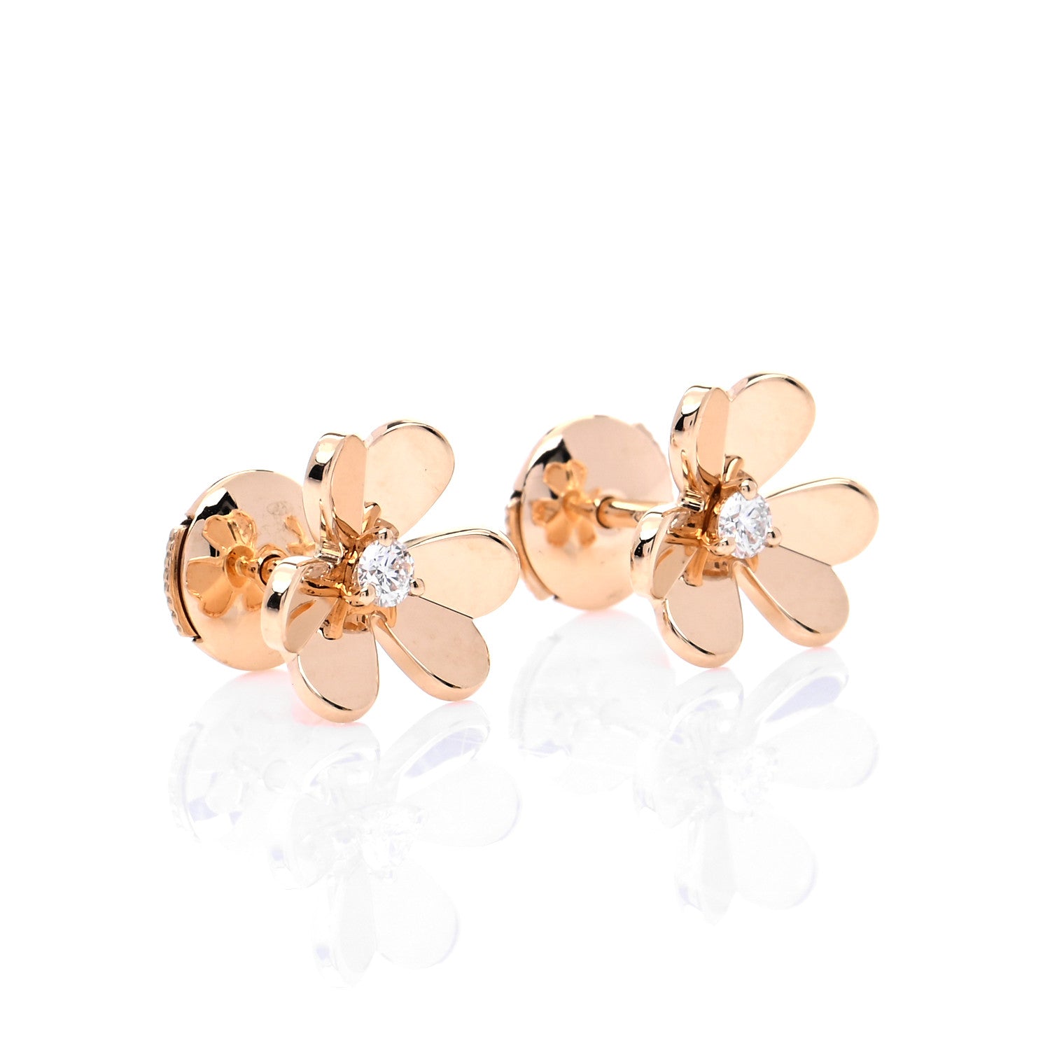 Van Cleef & Arpels 18K Yellow Gold Diamond Mini Frivole Earrings 3 of 8