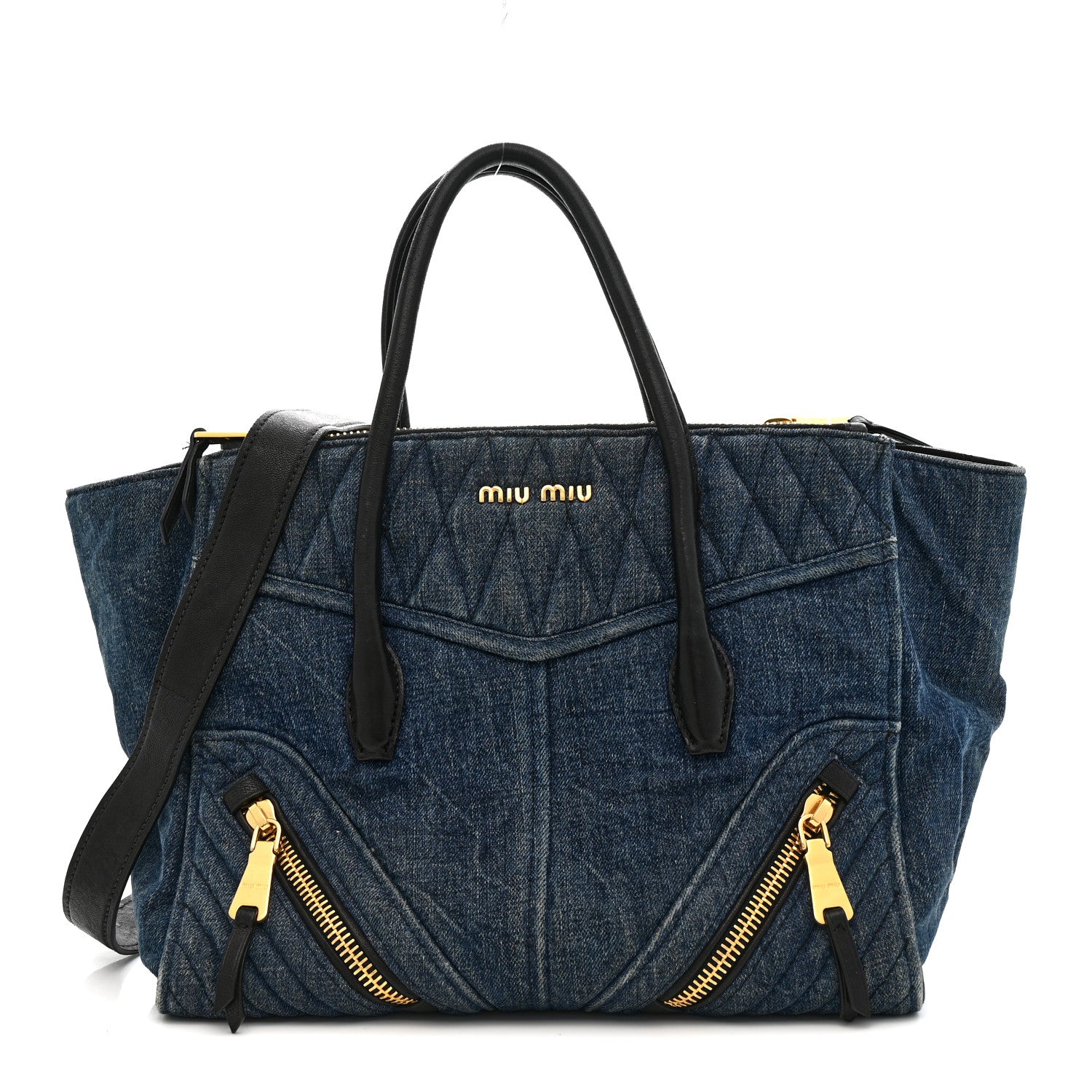 Miu Miu Denim Matelasse Biker Tote Avio 1 of 16