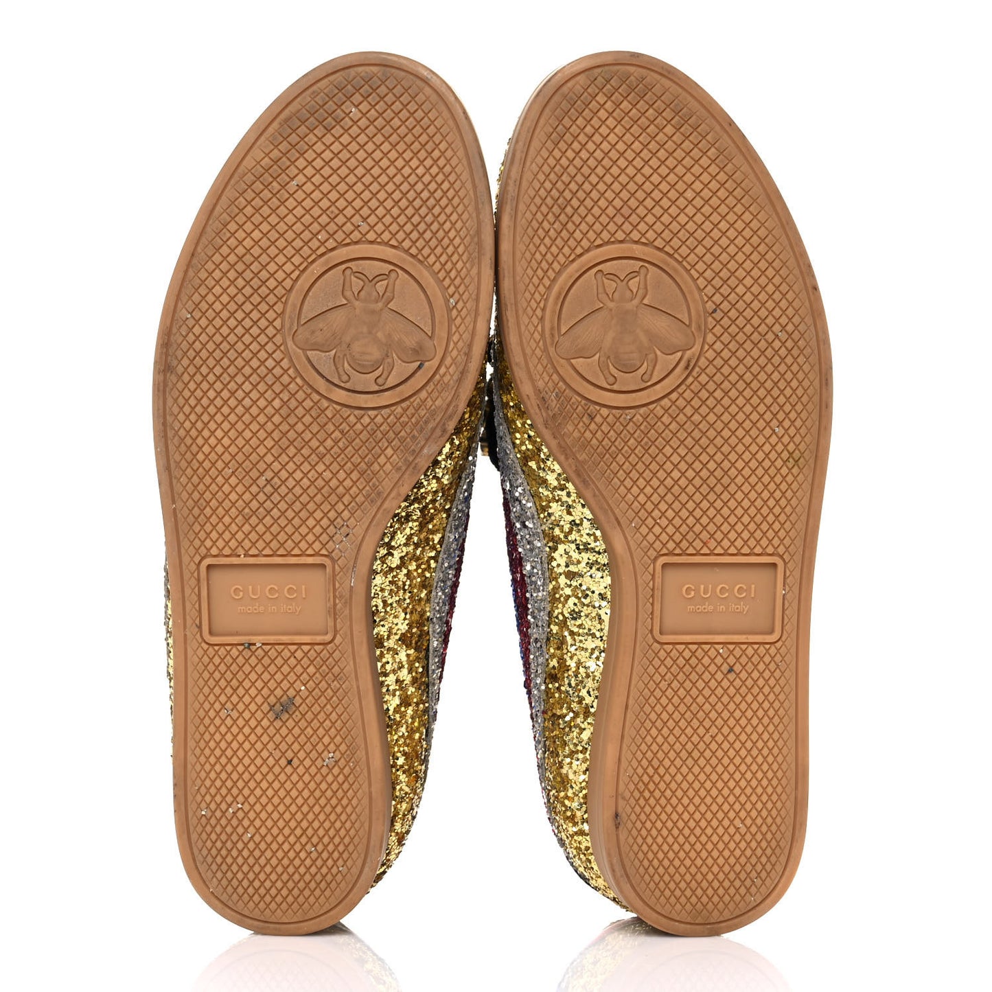 Glitter Fabric Pierced Heart Falacer Sneakers 35.5 Gold