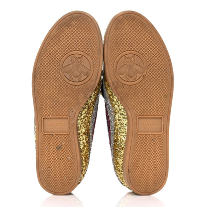 Gucci Glitter Fabric Pierced Heart Falacer Sneakers 35.5 Gold 6 of 9