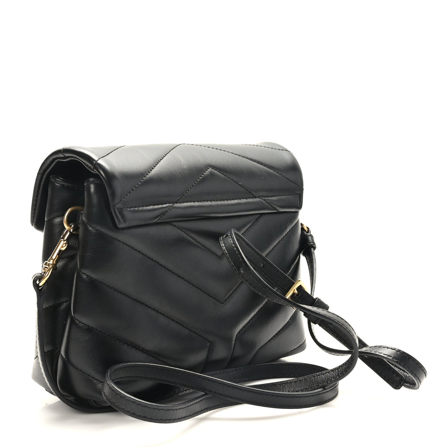 Calfskin Y Quilted Monogram Toy Loulou Crossbody Bag Black