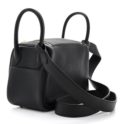 Hermes Taurillon Clemence Mini Lindy 20 Black 4 of 12