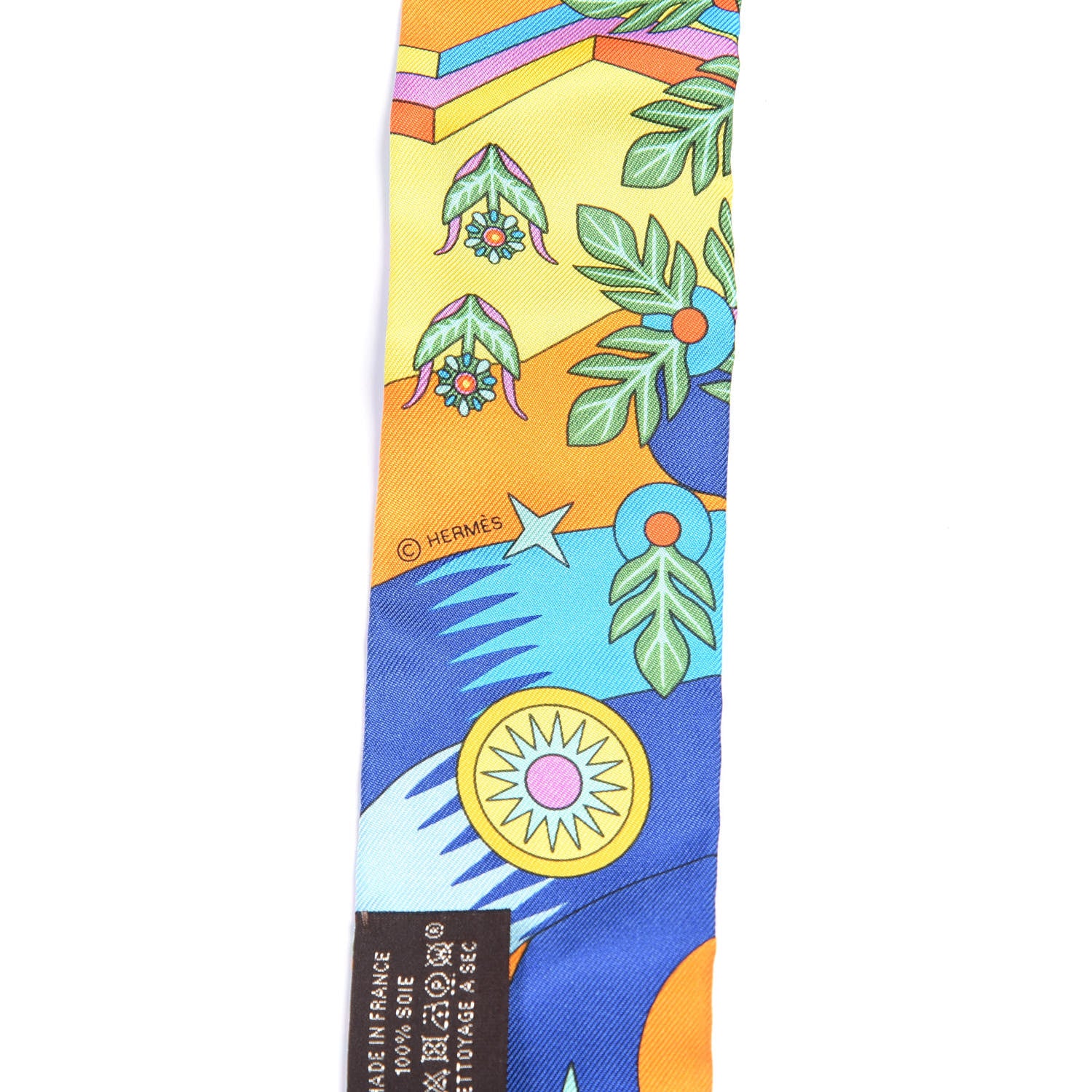 Hermes Silk La Source de Pegase Twilly Orange Vif Jaune Vif 3 of 4