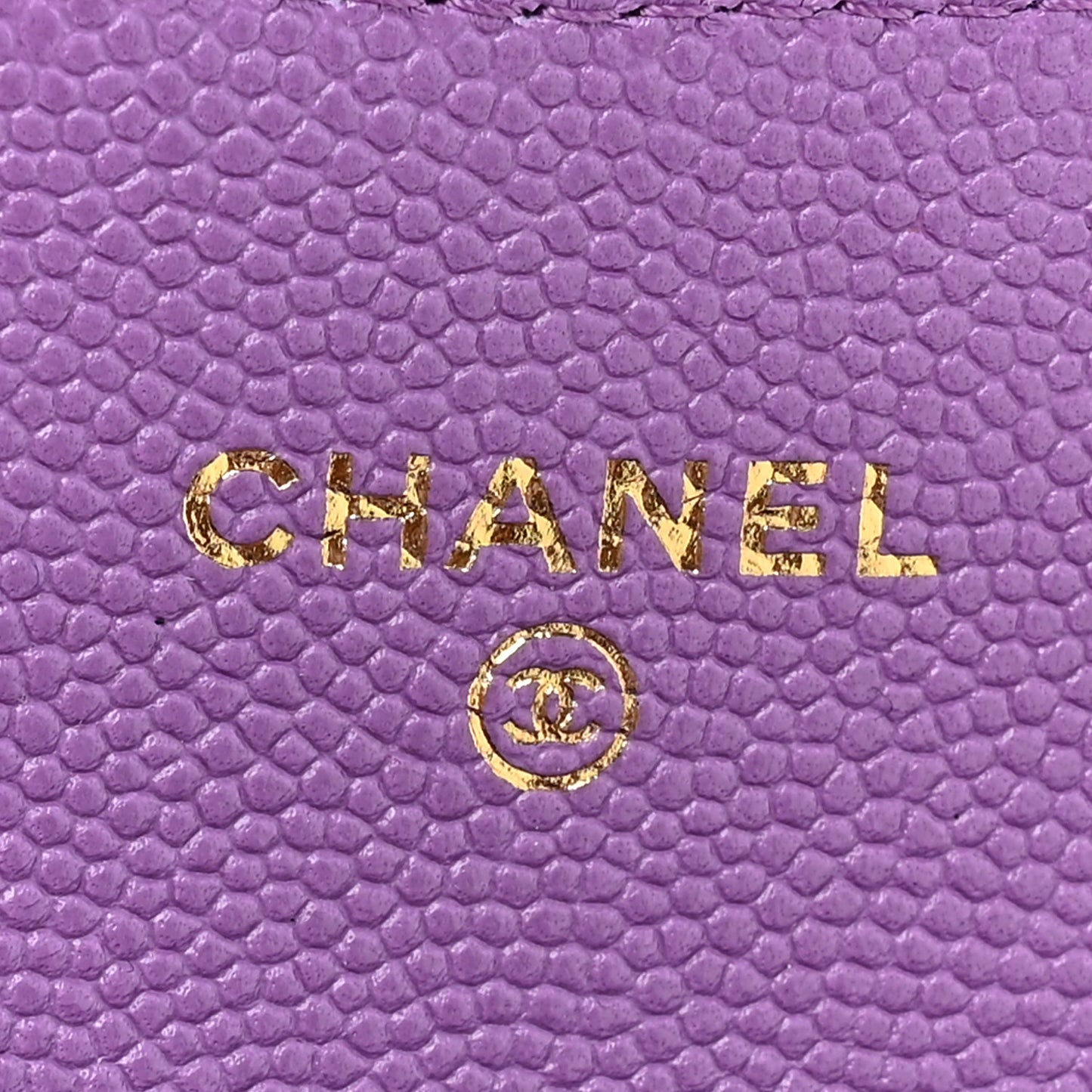 Caviar Quilted Flap Card Holder Wallet Purple