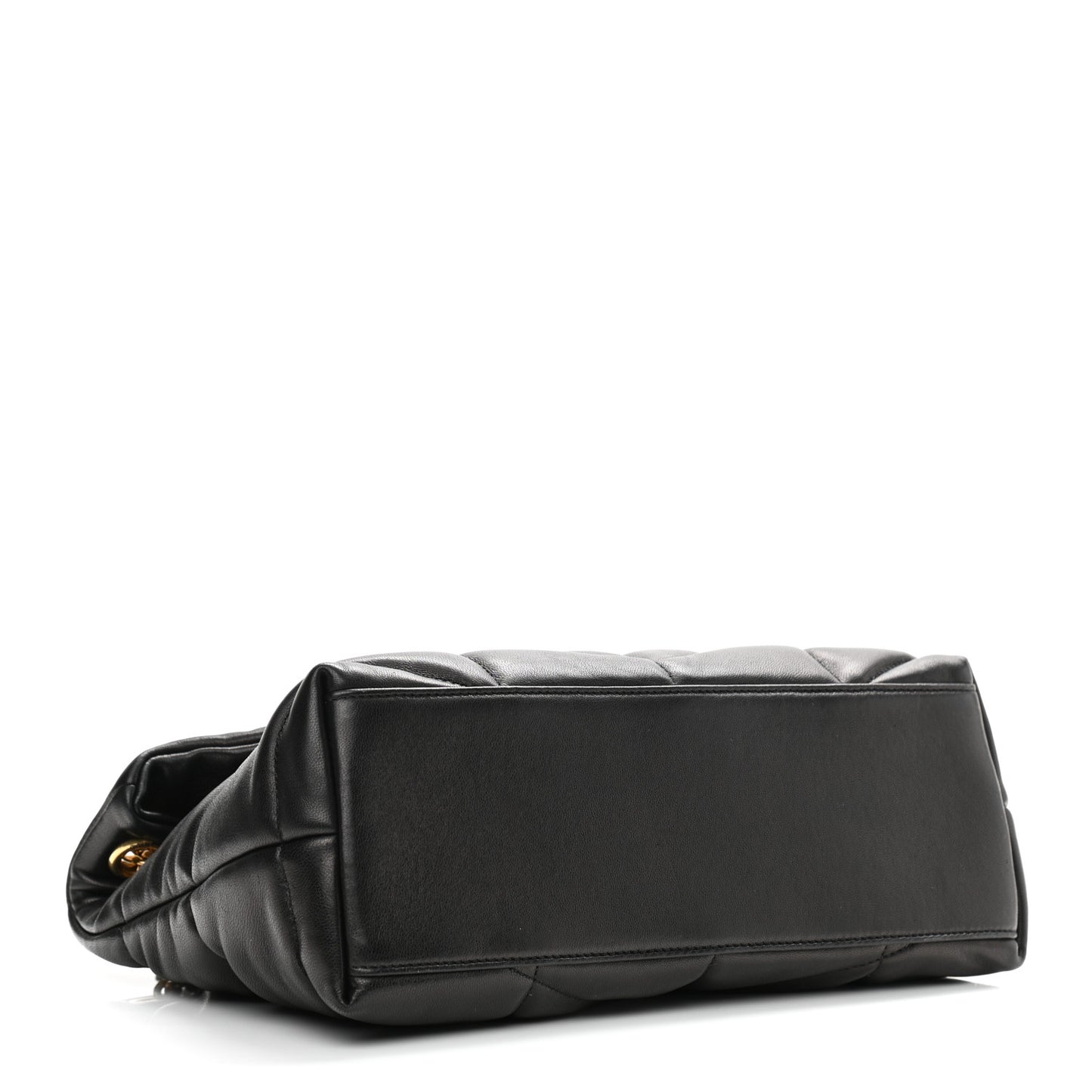 Lambskin Quilted Small Loulou Puffer Monogram Chain Satchel Black