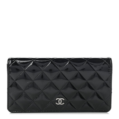 Chanel Patent Calfskin Quilted Yen Wallet Black 1 of 7