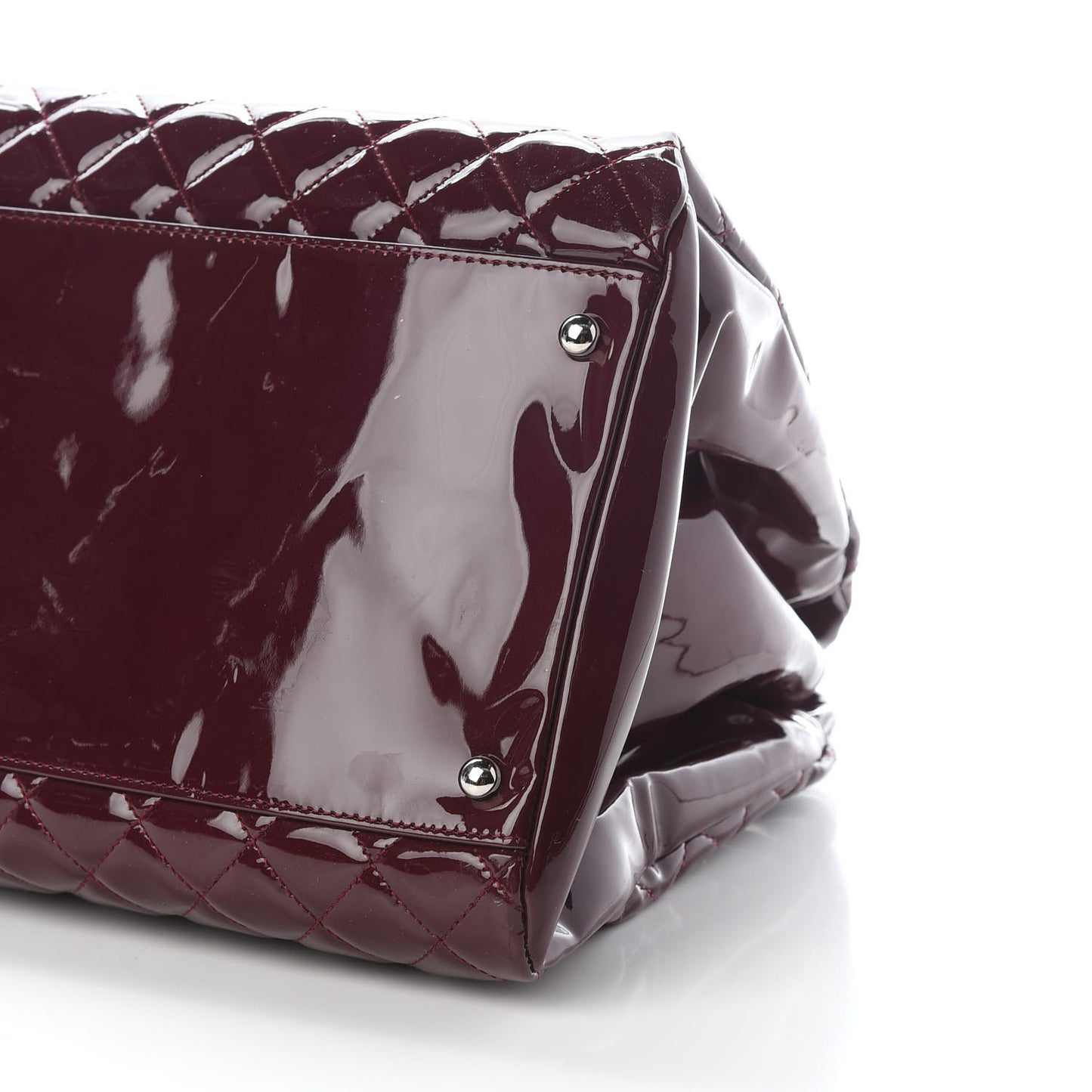 Patent Quilted Large Just Mademoiselle Bowling Bag Plum