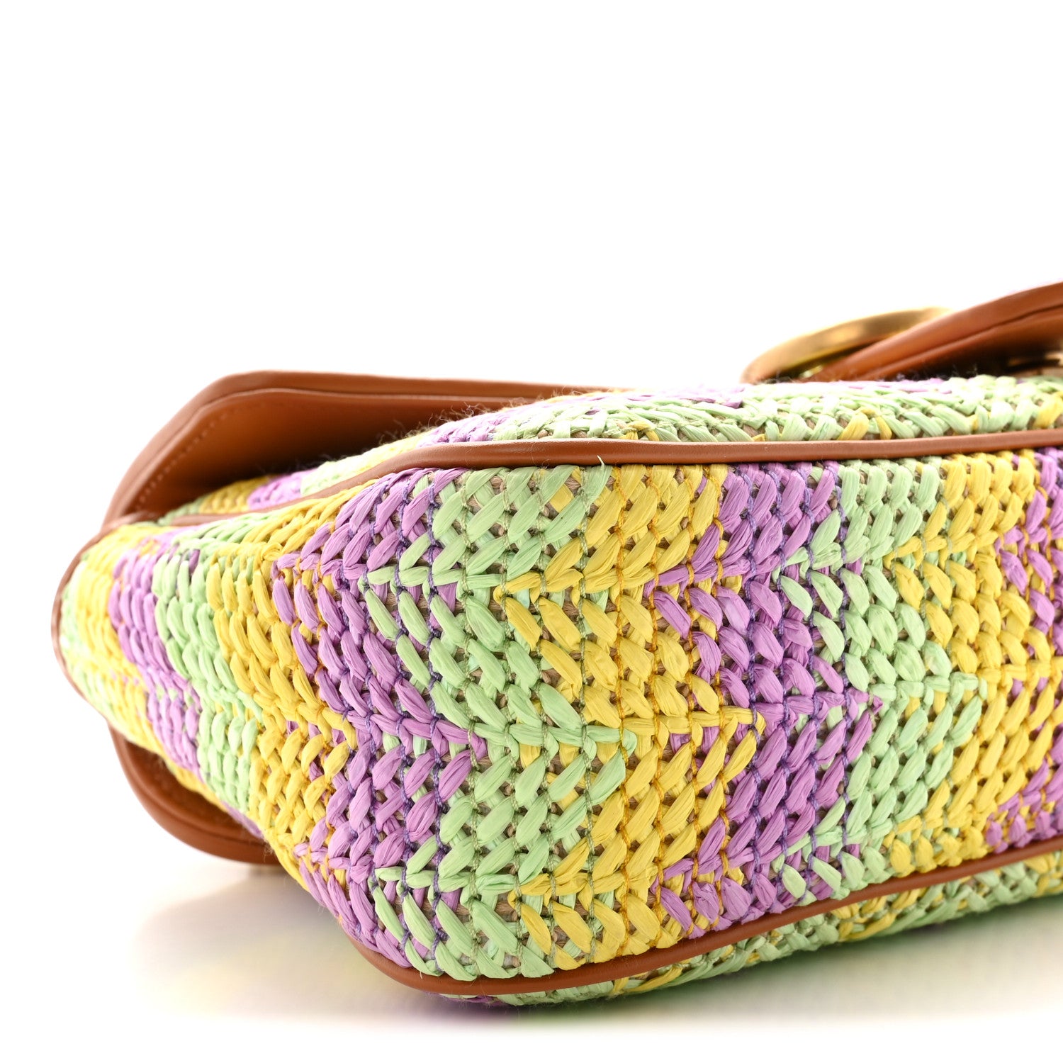 Gucci Calfskin Raffia Woven Small GG Marmont Shoulder Bag Multicolor 9 of 10