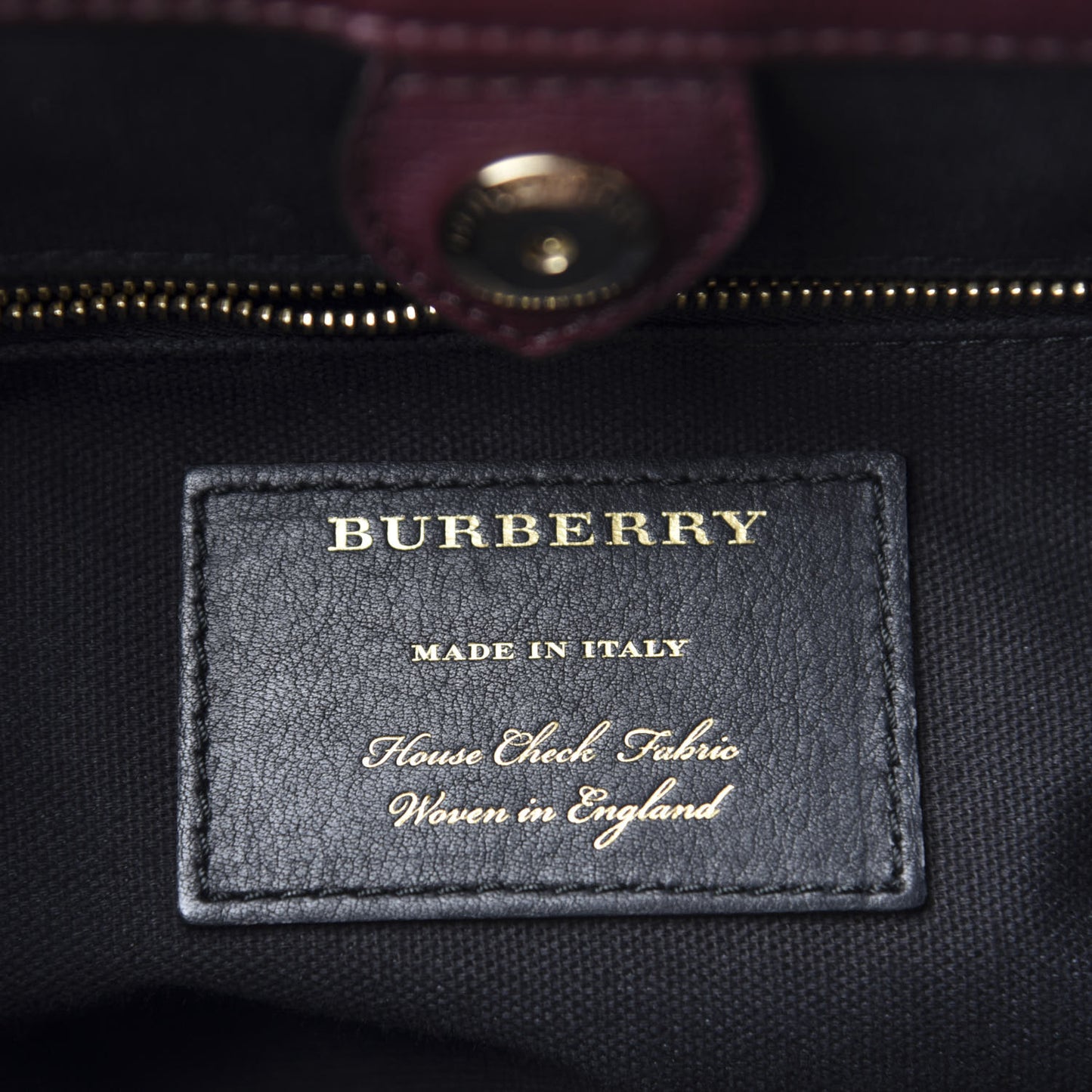 Grainy Calfskin House Check Medium Banner Tote Mahogany Red