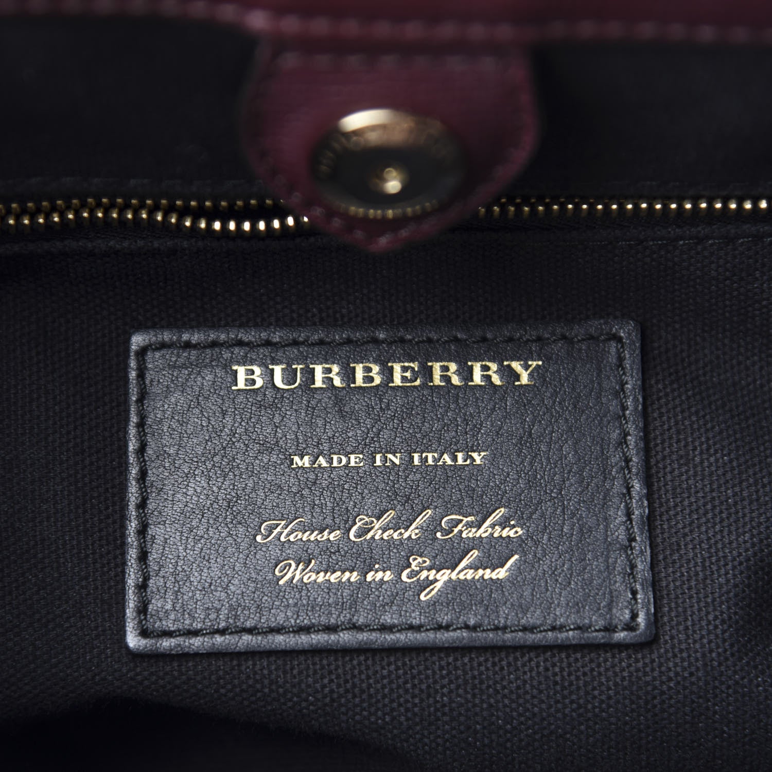 Burberry Grainy Calfskin House Check Medium Banner Tote Mahogany Red 8 of 10