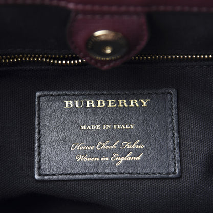 Burberry Grainy Calfskin House Check Medium Banner Tote Mahogany Red 8 of 10