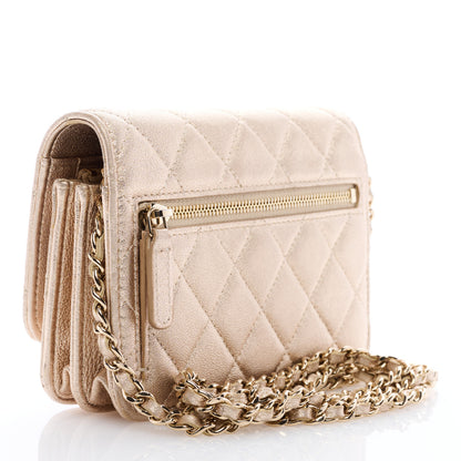 Chanel Metallic Lambskin Quilted Mini Wallet On Chain WOC Gold 2 of 8