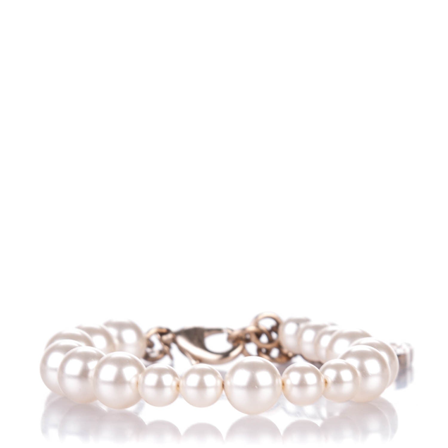 Chanel Crystal Pearl CC Bracelet Gold 1 of 6