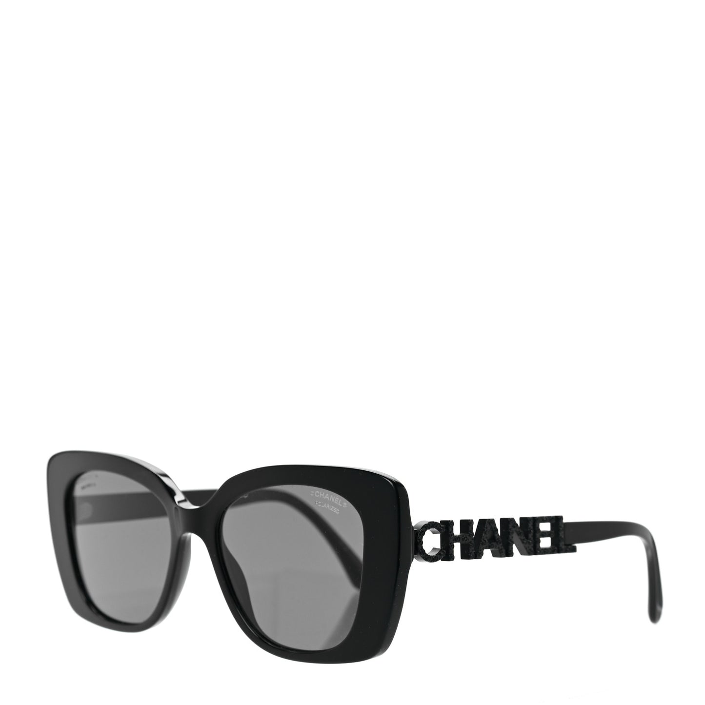 Acetate Strass Polarized Square Sunglasses 5422-B Black
