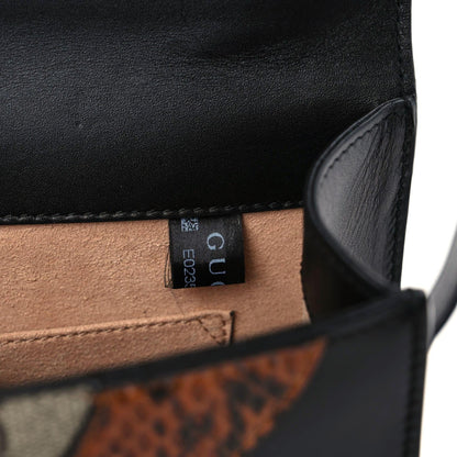 Gucci Nappa Elaphe GG Supreme Monogram Medium Osiride Shoulder Bag Black Bright Cuir Beige Ebony 15 of 17