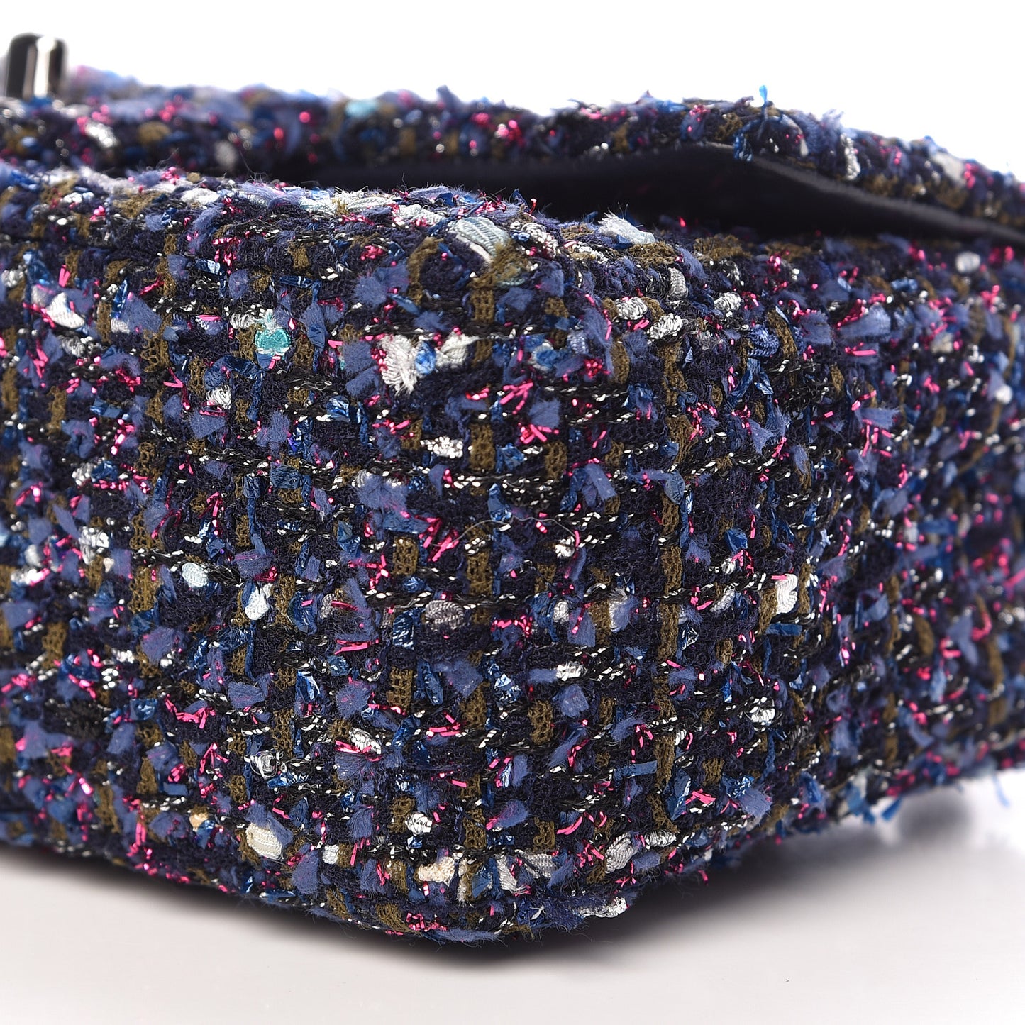 Tweed Quilted Mini Rectangular Flap Blue Purple Khaki Pink