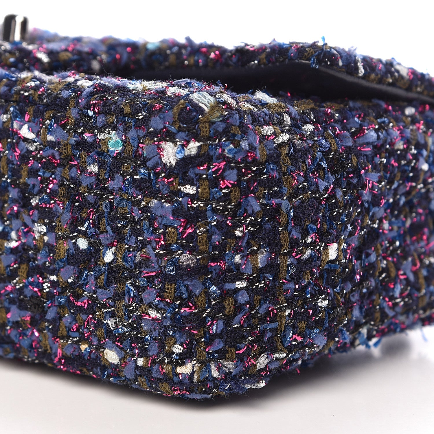 Chanel Tweed Quilted Mini Rectangular Flap Blue Purple Khaki Pink 11 of 13
