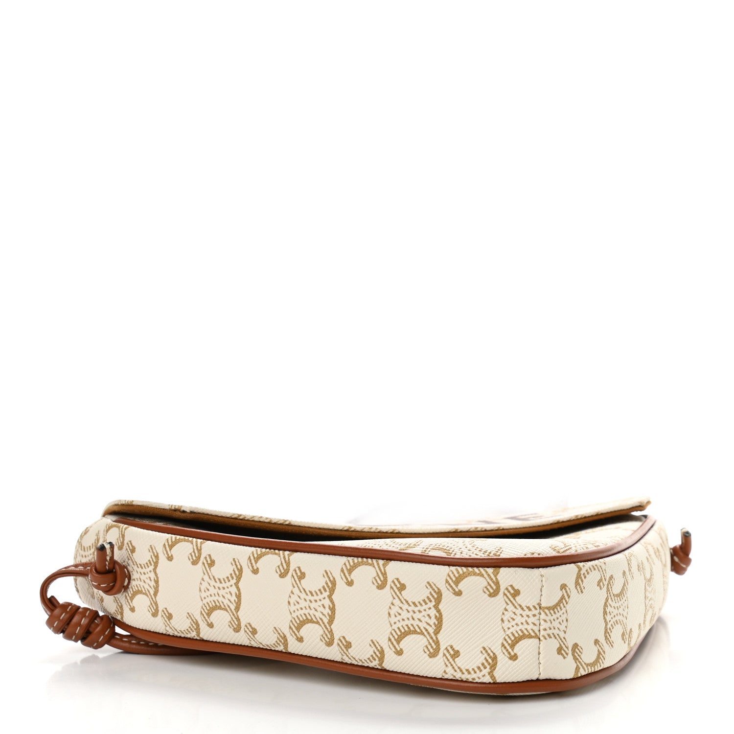 Celine Triomphe Canvas Triangle Crossbody Bag White Tan 4 of 11