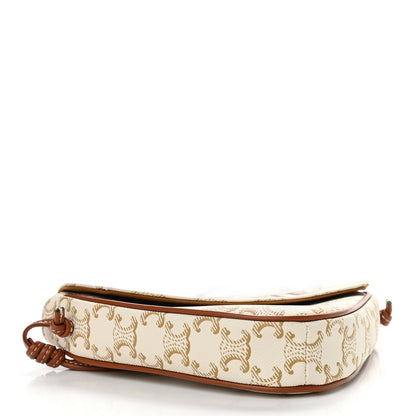 Celine Triomphe Canvas Triangle Crossbody Bag White Tan 4 of 11