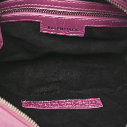 Balenciaga Metallic Extra Supple Calfskin Crystal Crocodile Embossed Small Le Cagole Shoulder Bag Pink 6 of 11
