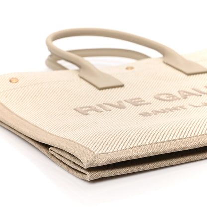 Saint Laurent Linen Calfskin Rive Gauche Tote Beige Sea Salt 7 of 8