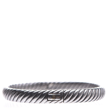 David Yurman Sterling Silver 18K Yellow Gold 7mm Sculpted Cable Bangle Bracelet M 4 of 5